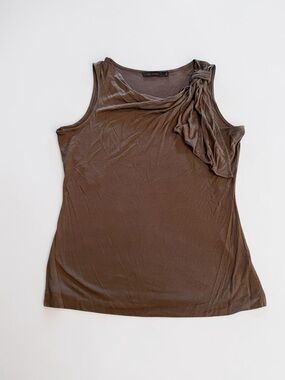 The Limited Brown One-Shoulder Knot Tank Womens Size Large 100% Modal